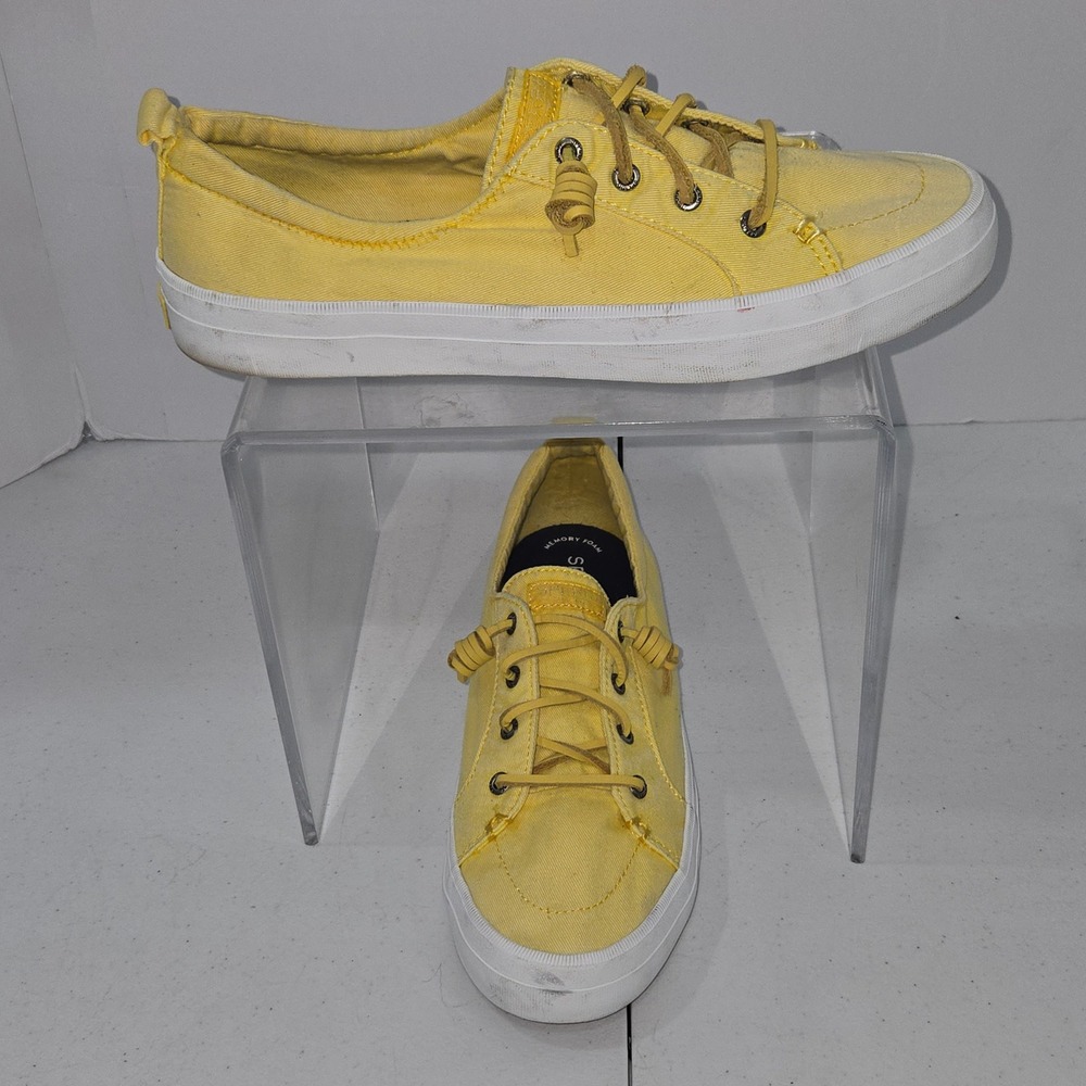 Sperry Top-Sider Crest Vibe Yellow Canvas Sneakers STS86256 Womens 10